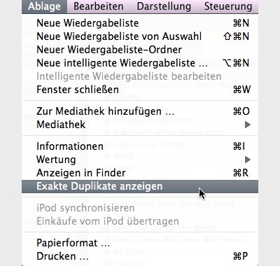 ITunes Exakte Duplikate